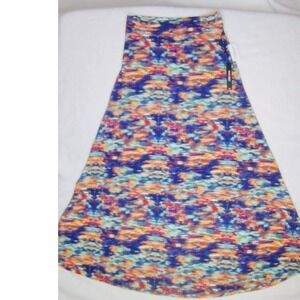 Roz & Ali Maxi Skirt Colorful Print High‎ Waist Casual Skirt Size S